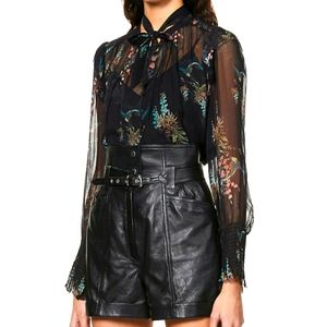 Allsaints Lara Melisma Chiffon Top in White